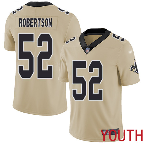 New Orleans Saints Limited Gold Youth Craig Robertson Jersey NFL Football 52 Inverted Legend Jersey
